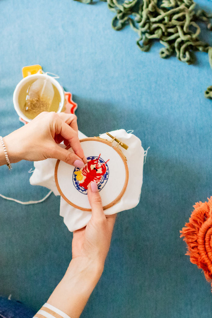 Embroidery kit in use